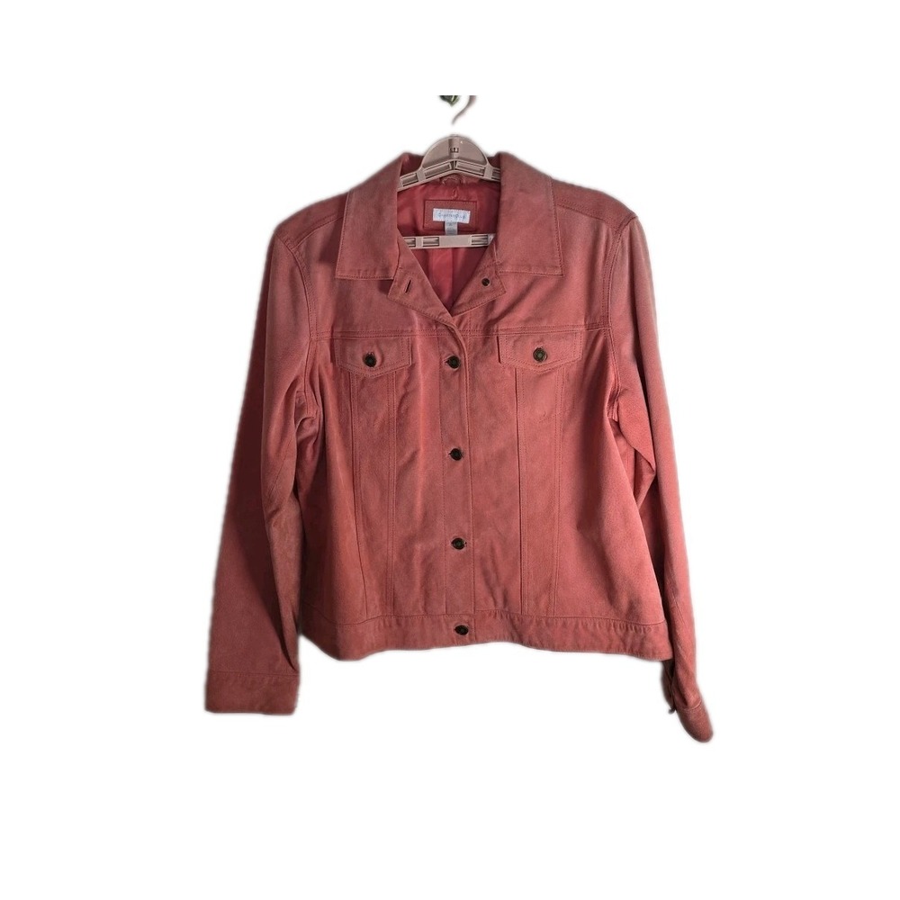 Vintage CHARTER CLUB CORAL Genuine Suede Leather BUTTON FRONT JACKET Size X L